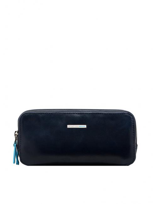 PIQUADRO BLUE SQUARE Mała skórzana torba z 3 zamkami niebieski - Uchwyt i organizer na tablet
