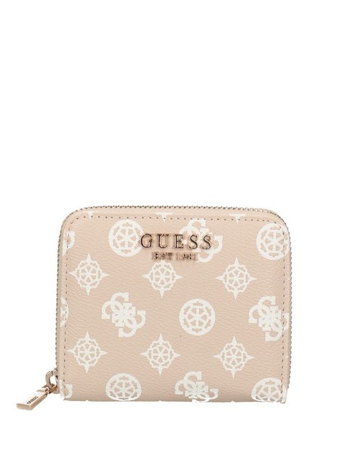 GUESS LAUREL Peony Miniaturowy portfel zapinany na suwak logo piasku - Portfele damskie