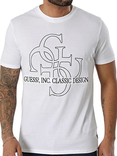 GUESS SS BSC CLASSIC QUATTRO Koszulka bawełniana czysto biały - Koszulki męskie