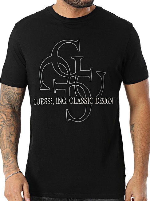 GUESS SS BSC CLASSIC QUATTRO Koszulka bawełniana odrzutowiec - Koszulki męskie