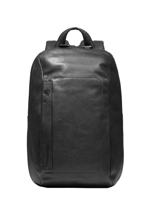 PIQUADRO P15 PLUS Skórzany plecak na laptopa 14" Czarny - Plecaki na laptopa do pracy