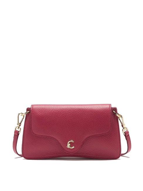 COCCINELLE C-ME Torba ze skóry kutej z klapką sangria - Torby damskie