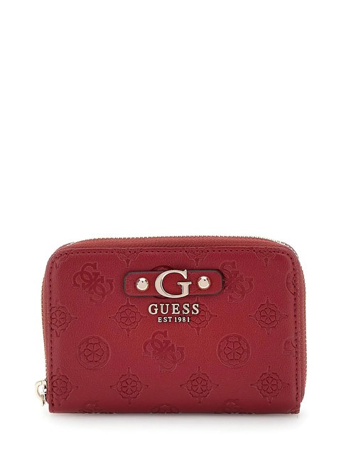 GUESS GERTY Portfel średni z logo Peony bordo - Portfele damskie