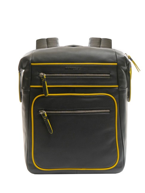 MOMO DESIGN BICOLOR Plecak skórzany na laptopa 13" czarny - Plecaki na laptopa do pracy