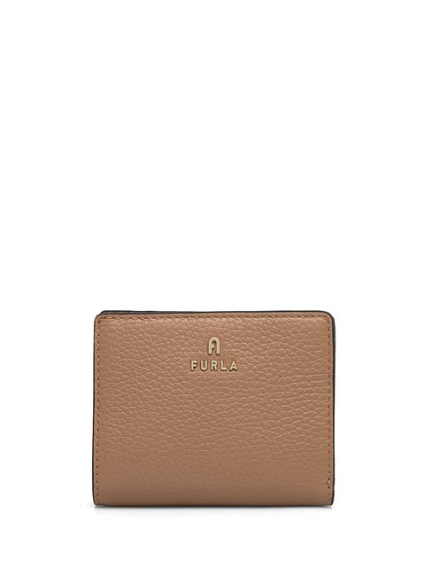 FURLA CAMELIA Kompaktowy portfel ze skóry cielęcej pustynia - Portfele damskie
