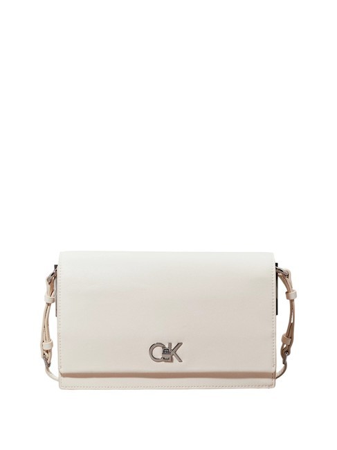 CALVIN KLEIN CK ELONGATED Torba na ramię z klapką sól morska - Torby damskie