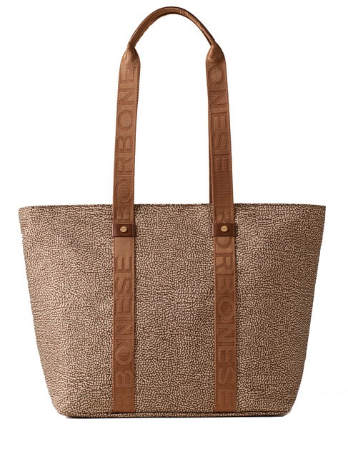 BORBONESE SHOPPER MEDIUM ECO LINE Torba na ramię beżowo-brązowy - Torby damskie