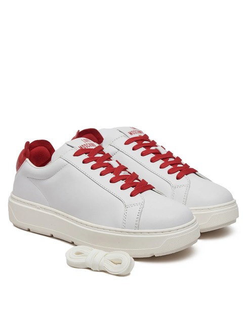 LOVE MOSCHINO BOLD 40 Skórzane trampki biały/czerwony - Buty damskie