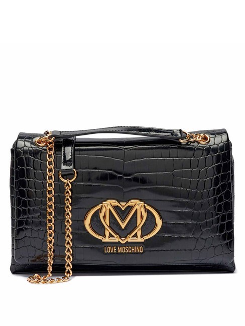 LOVE MOSCHINO CROCO Convertible Torba na ramię / torba crossbody czarny krokus - Torby damskie