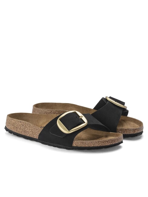 BIRKENSTOCK MADRID BIG BUCKLE Kapcie ze skóry nubukowej czarny - Buty damskie