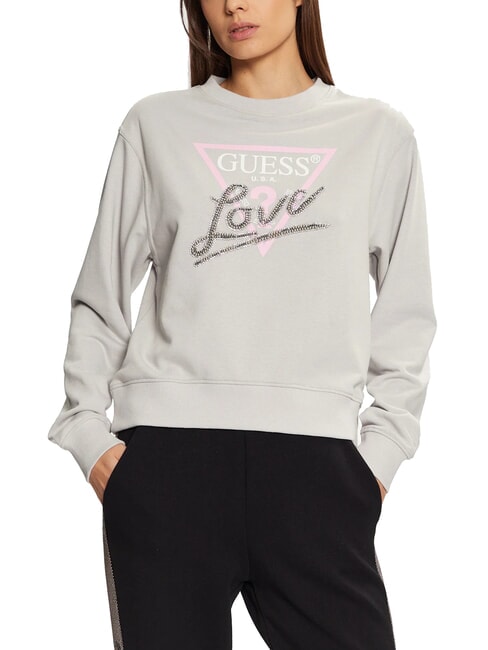 GUESS LOVE TRIANGLE Podkoszulek jedwabisty szary - Bluzy damskie