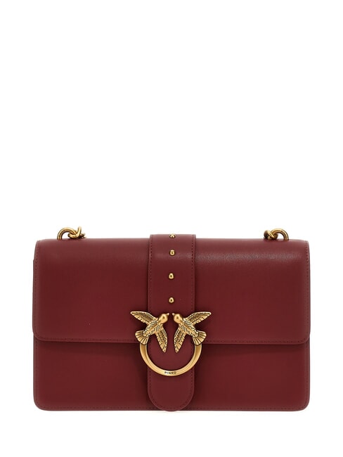 PINKO CLASSIC LOVE BAG Jedna prosta torba Bordeaux Merlot-Antyczne Złoto - Torby damskie