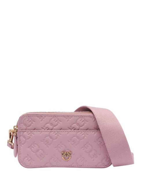 PINKO EMBOSSED LOGO Torba na aparat fotograficzny na ramię fioletowo-antyczne złoto - Torby damskie
