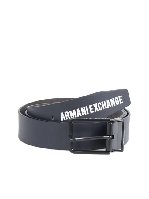 ARMANI EXCHANGE A|X DOUBLE Pasek skórzany z nadrukowanym logo granatowy/ciemny brąz - Paski