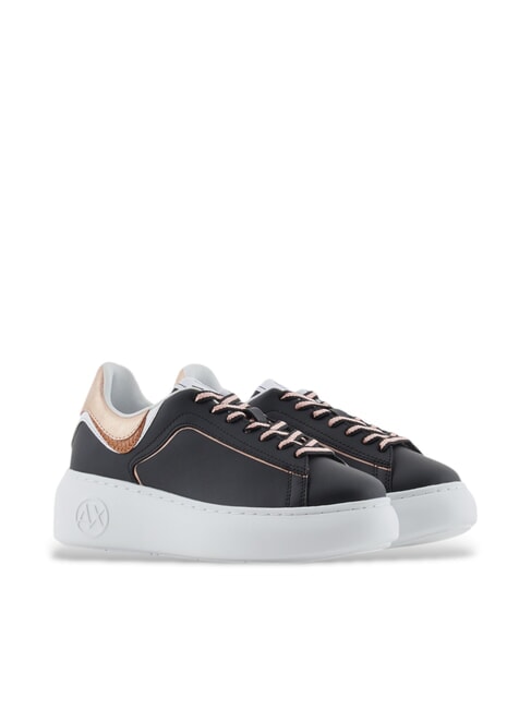 ARMANI EXCHANGE A|X Runner Skórzane trampki czarny+różowe złoto - Buty damskie
