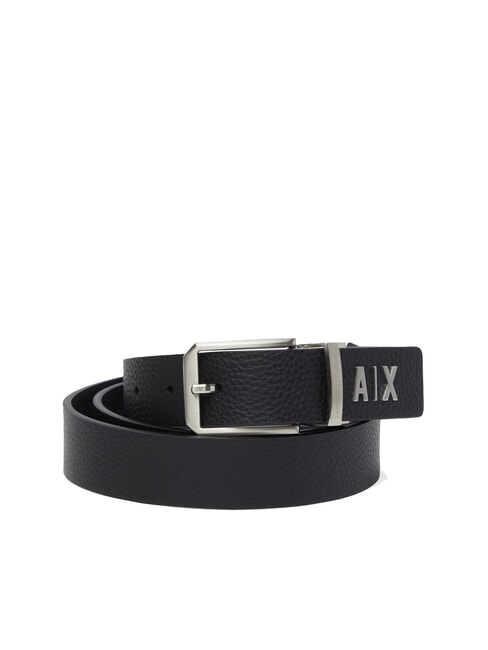 ARMANI EXCHANGE A|X DOUBLE Pasek skórzany, skracany czarny/granatowy - Paski