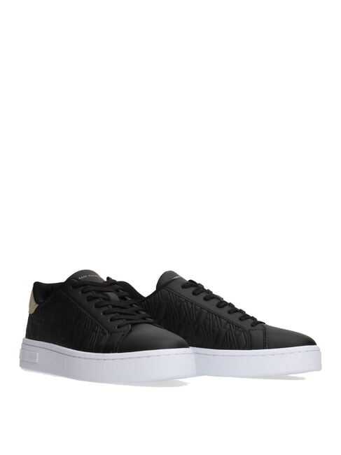 ARMANI EXCHANGE AX LOGO EMBOSSED Adidasy czarny+jasne złoto - Buty damskie