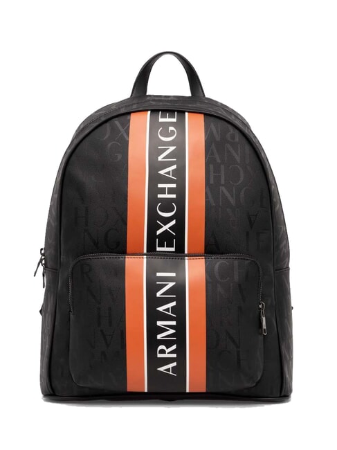 ARMANI EXCHANGE LOGO PRINT Plecak na laptopa 13" czarny/pomarańczowy - Plecaki na laptopa do pracy
