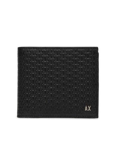 ARMANI EXCHANGE A|X LOGO EMBOSSED Skórzany portfel CC Czarny - Portfele męskie