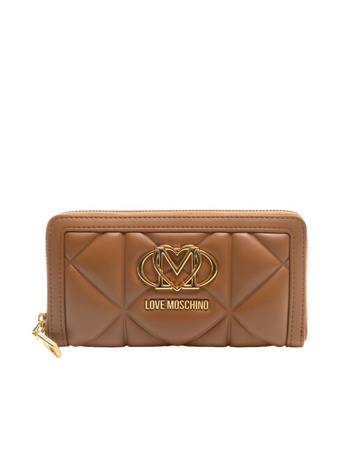 LOVE MOSCHINO GEOMETRIC Duży portfel zapinany na zamek wielbłąd - Portfele damskie
