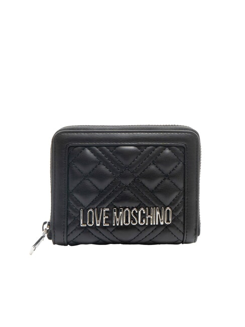 LOVE MOSCHINO QUILTED Mały pikowany portfel Czarny/Czarny - Portfele damskie