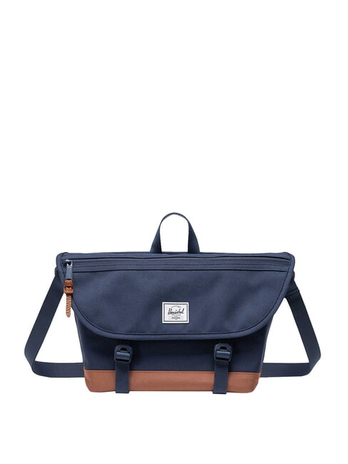 HERSCHEL COVE Torba kurierska, laptop 15,6" granatowy/brązowy siodłowy - Teczki robocze