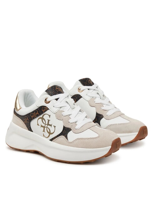 GUESS LUCKEI Trampki z logo 4G Biały/Brązowy - Buty damskie