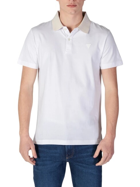 GUESS NOLAN SS Elastyczna koszulka polo z krótkim rękawem czysto biały - Polo męskie