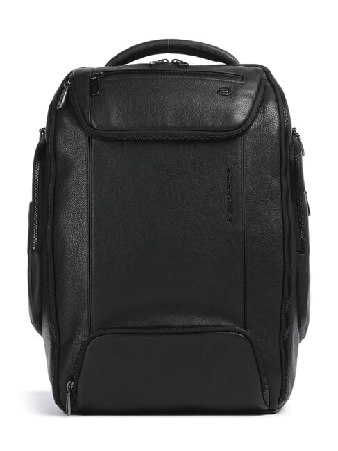 PIQUADRO CRONUS Plecak skórzany, uchwyt na laptopa 14" Czarny - Plecaki na laptopa do pracy