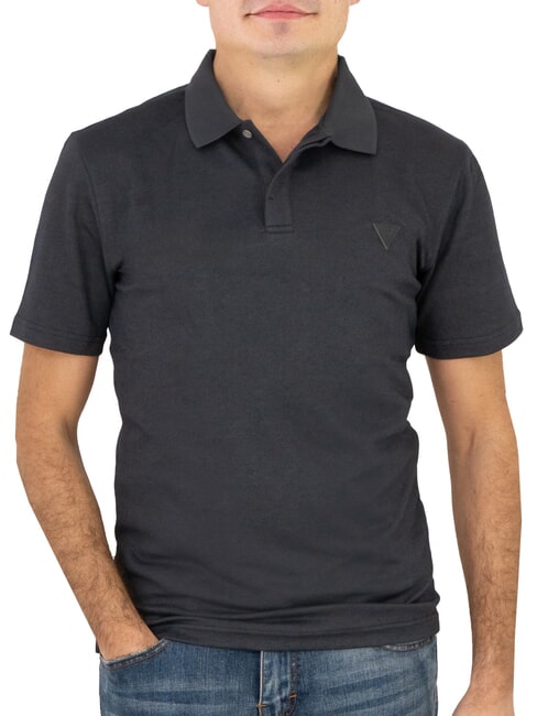 GUESS SMALL TRIANGLE Polo z krótkim rękawem niebieska przędza farbowana - Koszulki męskie
