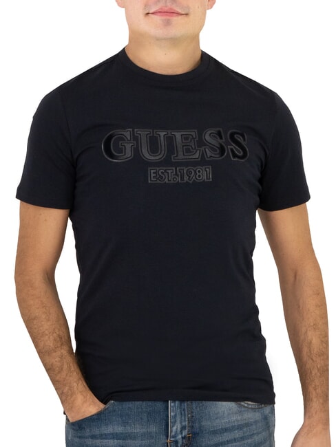 GUESS SS CN SPRAYED FLOCK LOGO  Koszulka bawełniana inteligentnyniebieski - Koszulki męskie