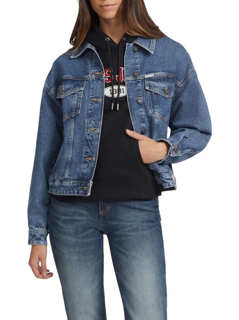 GUESS JEANS OVERSIZE TRUCKER JACKET  Kurtka dżinsowa gj średnie mycie - Kurtki damskie