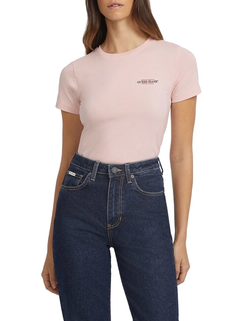 GUESS JEANS SLIM AMERICA Koszulka typu slim fit bawełna w kolorze różu - Koszulki i topy damskie
