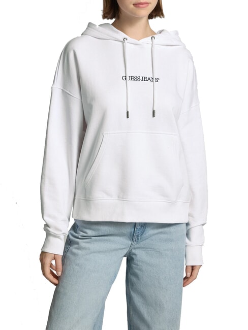 GUESS JEANS EMBRO Bluza z kapturem czysto biały - Bluzy damskie