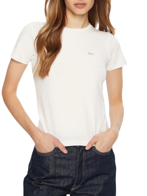 GUESS JEANS SS SLIM POCKET  Koszulka z krótkim rękawem czysto biały - Koszulki i topy damskie