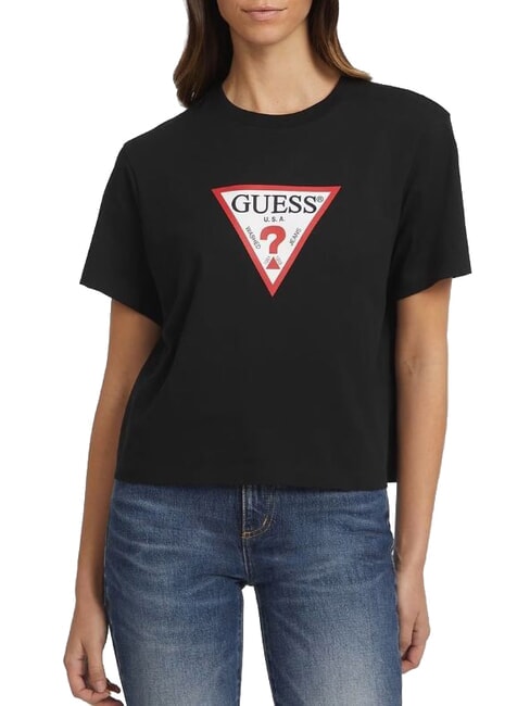 GUESS JEANS SS CN BOXY ICONIC  Koszulka bawełniana odrzutowiec - Koszulki i topy damskie