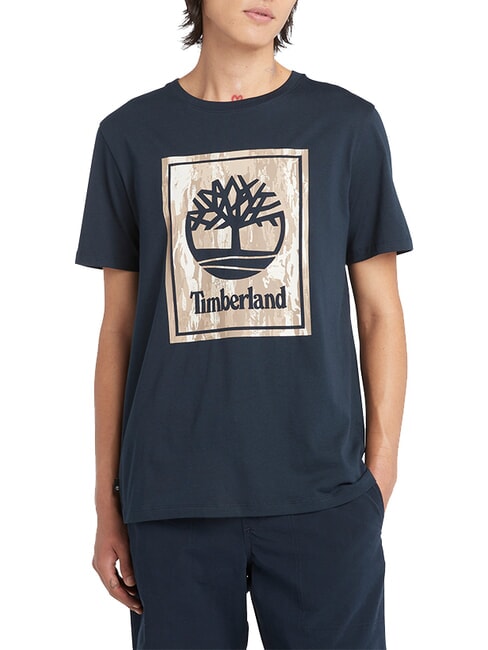 TIMBERLAND STACK LOGO Koszulka bawełniana ciemny szafir - Koszulki męskie