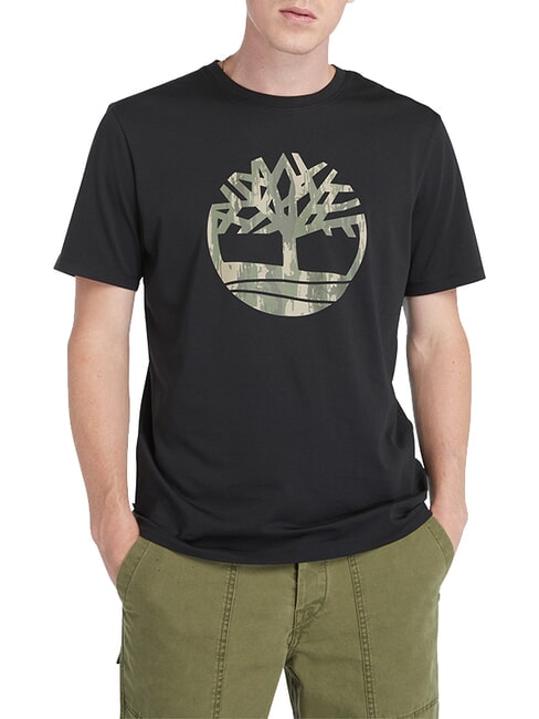 TIMBERLAND KENNEBEC RIVER TREE LOGO Koszulka bawełniana CZARNY - Koszulki męskie