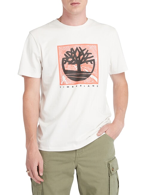 TIMBERLAND SHORT SLEEVE Koszulka bawełniana biały vintage - Koszulki męskie
