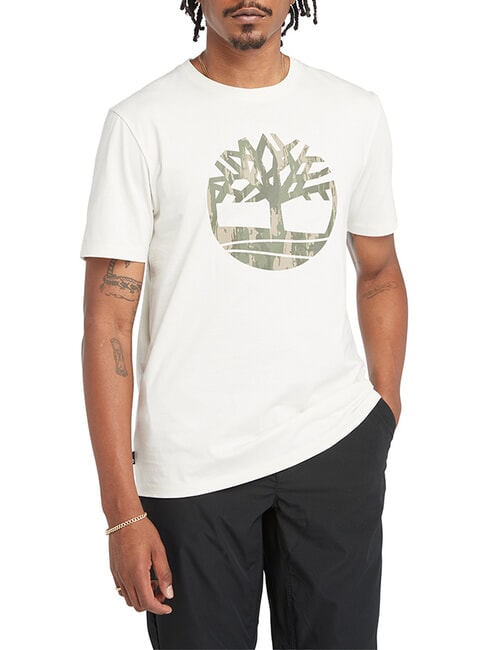 TIMBERLAND KENNEBEC RIVER TREE LOGO Koszulka bawełniana biały vintage - Koszulki męskie