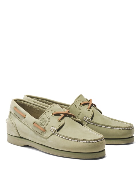 TIMBERLAND CLASSIC BOAT Buty żeglarskie ze skóry zamszowej jasnozielony - Buty damskie