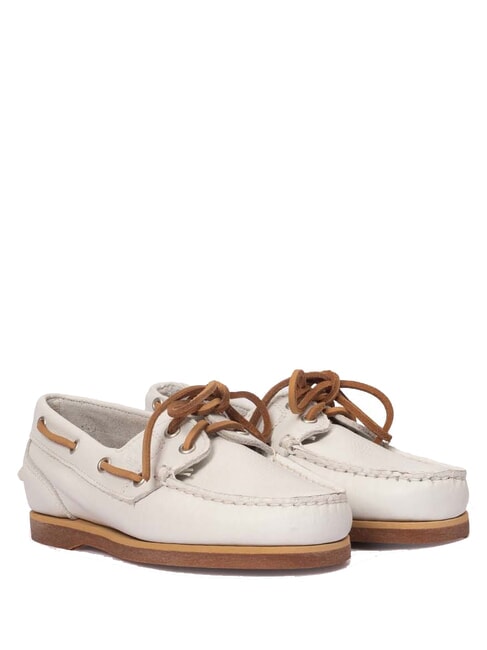 TIMBERLAND CLASSIC BOAT  Skórzane buty żeglarskie białe pełne ziarno - Buty damskie