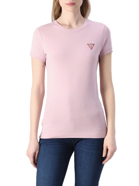 GUESS MINI TRIANGLE Koszulka typu slim-fit krem liliowy - Koszulki i topy damskie