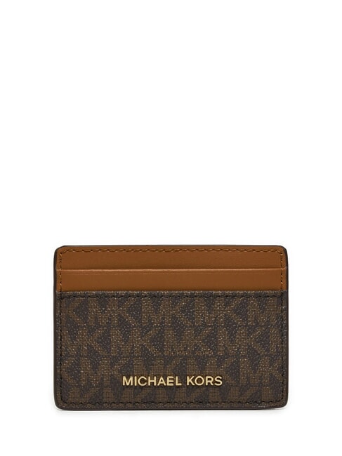 MICHAEL KORS JET SET Płaski uchwyt na karty brązowy - Portfele damskie