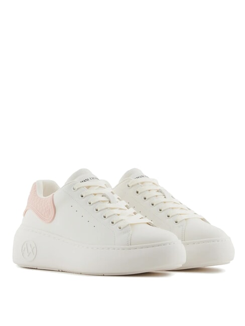 ARMANI EXCHANGE A|X Trampki damskie ecru+jasnoróżowy - Buty damskie