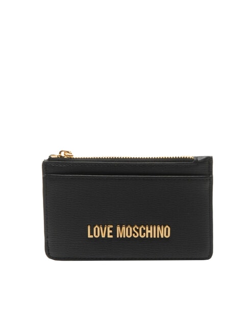 LOVE MOSCHINO METALLIC LOGO Płaski uchwyt na karty z portmonetką Czarny - Portfele damskie