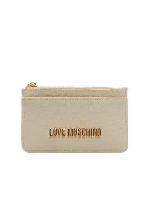 LOVE MOSCHINO METALLIC LOGO Płaski uchwyt na karty z portmonetką kość słoniowa - Portfele damskie