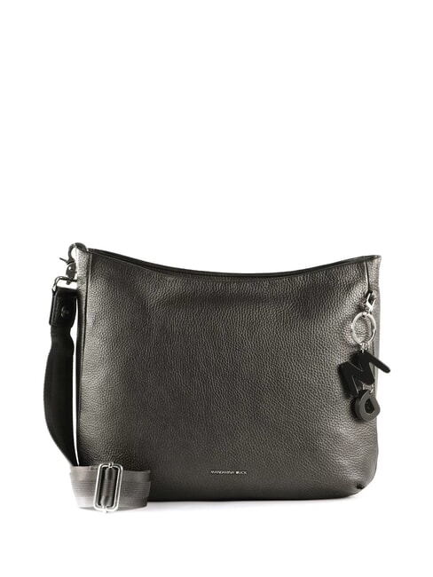 MANDARINA DUCK MELLOW LUX Torba na ramię ze skóry młotkowanej grafit - Torby damskie