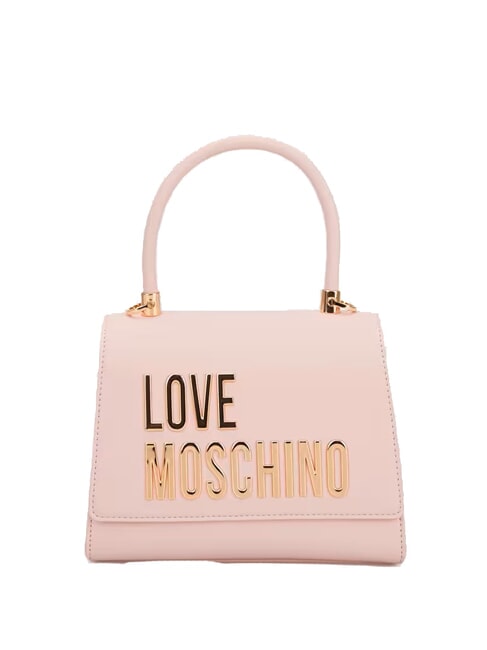 LOVE MOSCHINO LETTERING Mała torebka z paskiem na ramię róża - Torby damskie