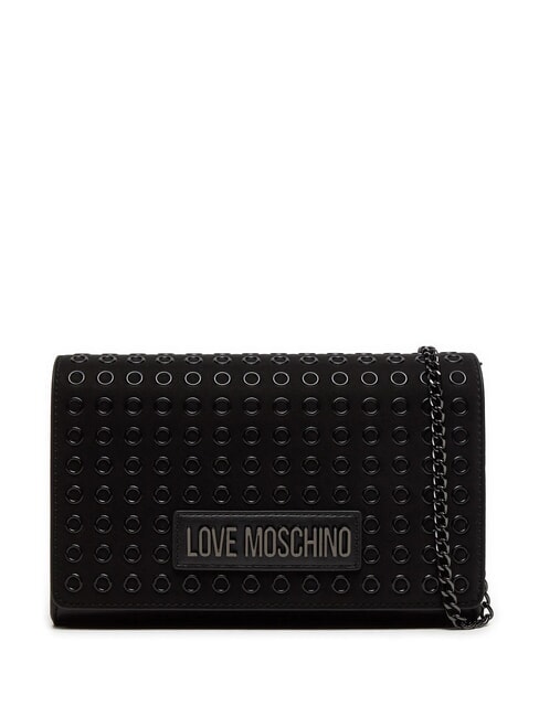 LOVE MOSCHINO CHAIN Torba na ramię z mikro ćwiekami czarny/metaliczny - Torby damskie